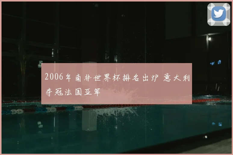 2006年南非世界杯排名出炉 意大利夺冠法国亚军